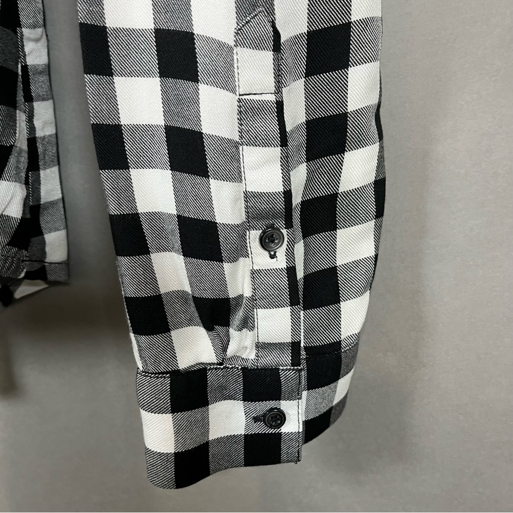 Madewell Black White Buffalo Check Wrap Long Sleeve Top - Picture 6 of 13